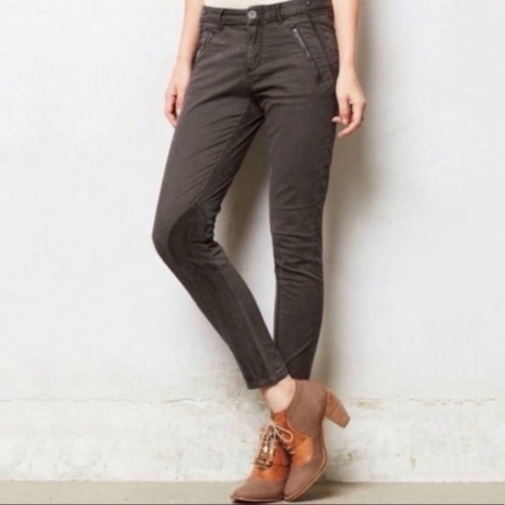 Pilcro and the Letterpress Anthropologie Jodphur Skinny Riding Moto Pants Grey 4